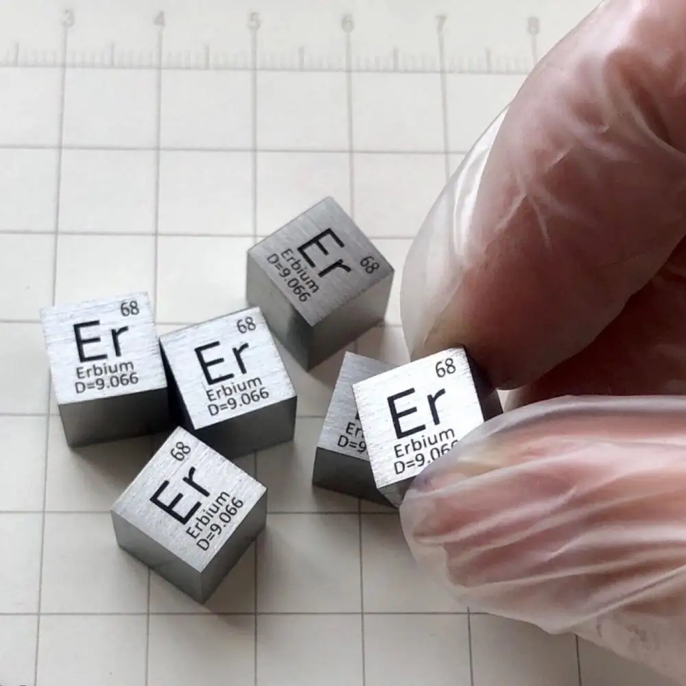 

99.9% High Purity Erbium Rare Earth Metal Er 9.0g Carved Element Periodic Table 10mm Cube