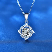 925 sterling silver windmill necklace female new product 1 carat moissanite pendant matching clavicle chain engagement jewelry
