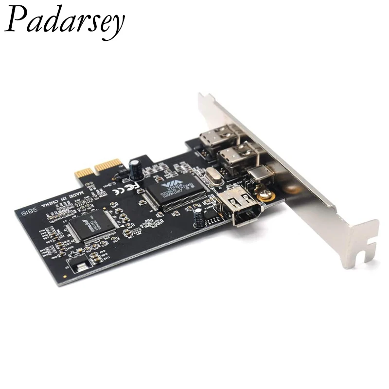 Padarsey PCIe 3 порта 1394A Firewire плата расширения PCI Express (1X) к внешнему контроллеру