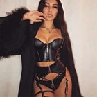 Женская пикантная обувь из искусственной кожи с застежкой-молнией майки Топ Мода Спагетти ремень тонкий укороченный топ Черная майка для фитнеса черное сексуальное женское белье