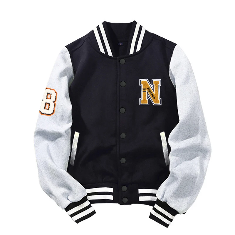 

2021 New Arrival Sale Baseball Uniform Coat Fleece Cotton Letter Preppy Style Single Breasted Bomber Jacket Brand Clothing Men