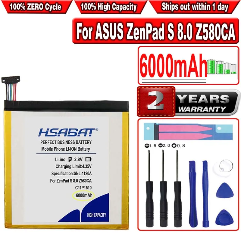 

Аккумулятор HSABAT C11P1510 емкостью 6000 мА · ч для планшетного ПК ASUS ZenPad S 8,0 Z580CA
