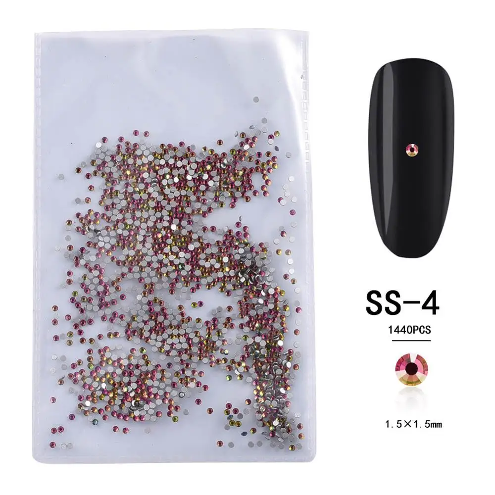 

1.5mm 1440pcs Rhinestones Flatback Non Hotfix Nail Art Rhinestones for Manicure DIY Nails 3D Jewelry Nail Art Decorations