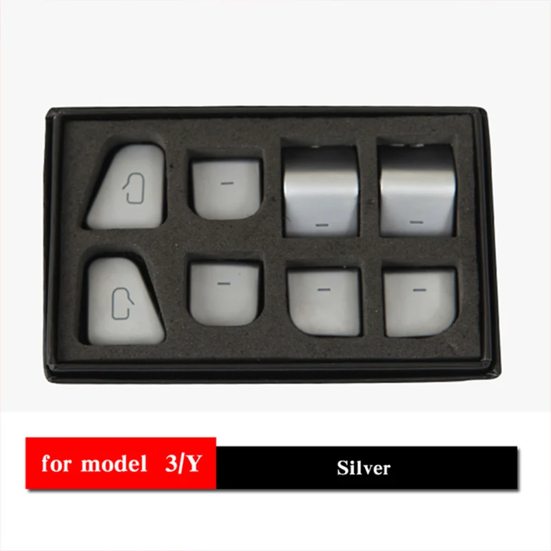 

Tesla Model 3 Accessories Door Button Stickers Model Y Window Lift Switch Button Sticker Model3 2021 Black Car interior Sticker
