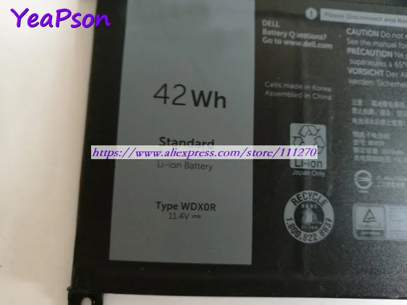 Yeapson 11 4 V 3500 мАч натуральная WDX0R T2JX4 3CRH3 ноутбук Батарея для Dell Inspiron 13 7368/14 5000/15 3585/17