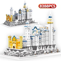 8288pcs diamond snowing swan castle architecture building blocks micro bricks sets educational toys for children christmas gifts
