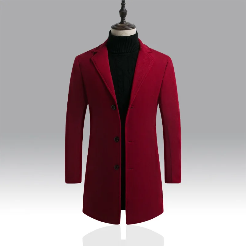 

DIHOPE 2020 Men Wool Blends Coats Autumn Winter New Solid Color High Quality Men's Wool Jacket Luxurious Brand Clothing