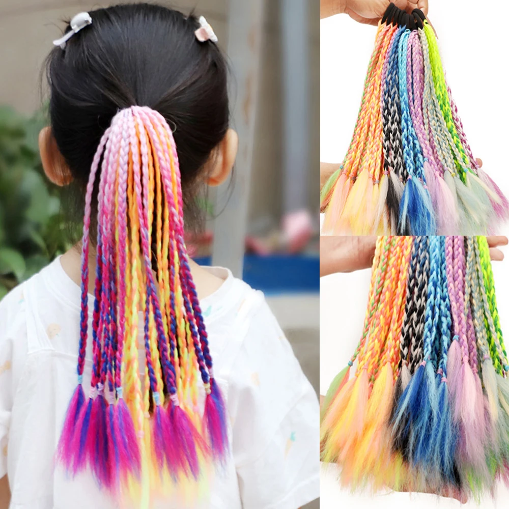 

Детская Тройная плетеная веревка головной убор для девочек эластичная повязка для волос резинка плотные аксессуары для волос парик хвост р...