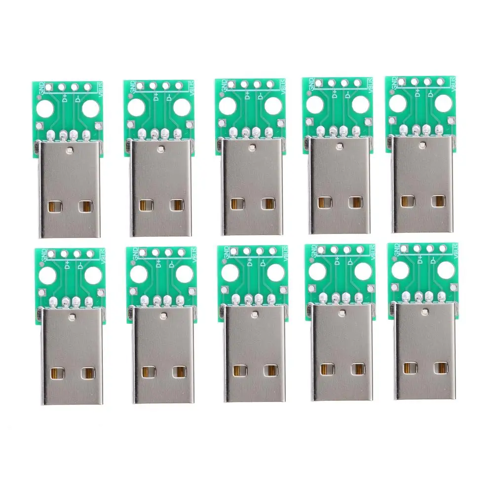 Портативный 10 шт. USB штекер для DIP 4Pin сквозное отверстие PCB адаптер соединитель