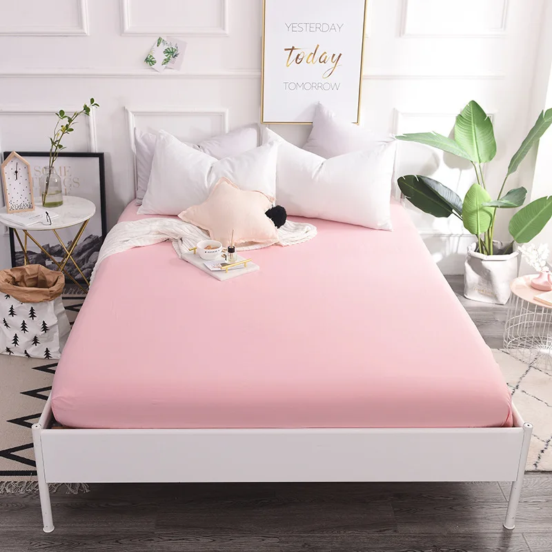 

Simple Style Solid Color One-Piece Fitted Sheet, Home High Elastic Rubber Band Edging Bed Sheet