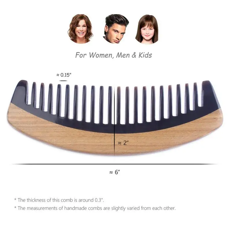 

Hair Comb - Wide Tooth Wooden Detangling Comb for Curly Hair - No Static Sandalwood Buffalo Horn Comb for Men and Women