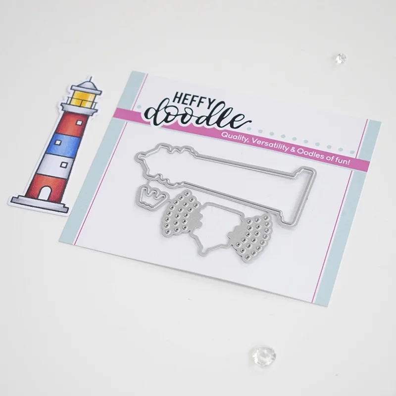 

New Design Lighthouse Frame Metal Cutting Dies and Clear Stamps Craft Stencil for Scrapbooking Album Paper Make Template Decor