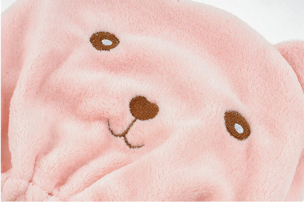 Новый милый медведь для ванной Кепки мягкой микрофибры тюрбан шапка быстрой