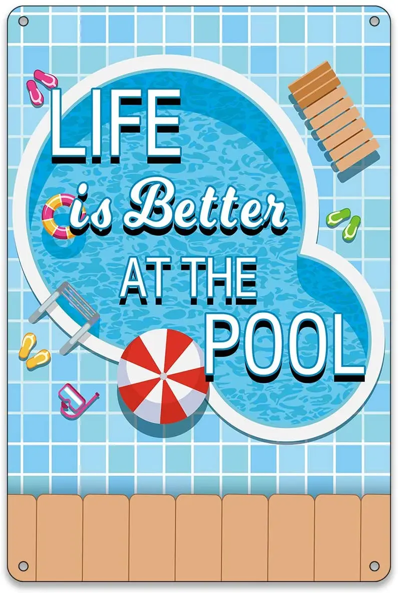 Красочные металлические жестяные знаки BellowDeer для бассейна, домашние и уличные милые высказки о бассейне, жизнь лучше для признаков в бассейне, дома, двора, в помещении