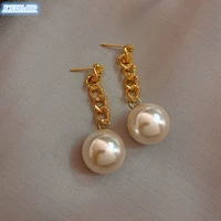 kshmir european temperament web celebrity metal wind chain tassel earrings design pearl long silver needle earrings