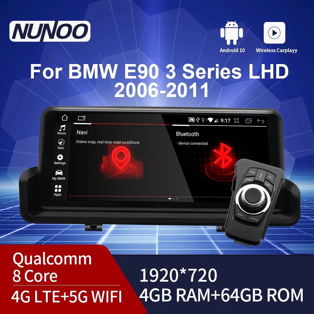 

Nunoo 10.25" Android 10 Car Multimedia Player Stereo Video Radio Head Unit For BMW E90 E91 E92 E93 2005-2012 LHD