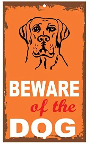 

Crysss Beware of The Dog Novelty Funny 12 X 8 Inches Metal Sign