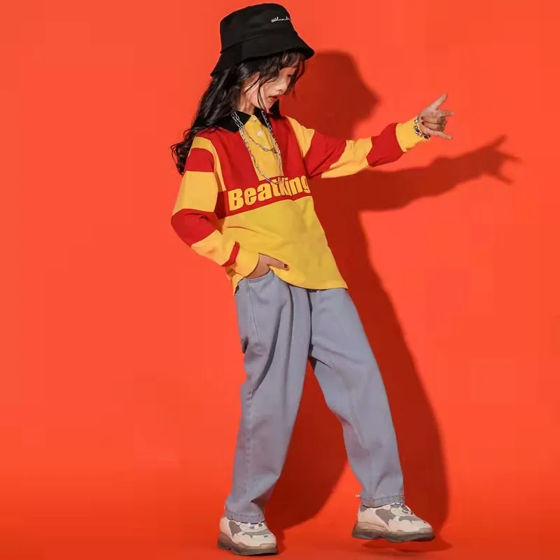 

Children's street dance suit men and women children's hipple short-sleeved dance clothes children jazz dance clothes performance