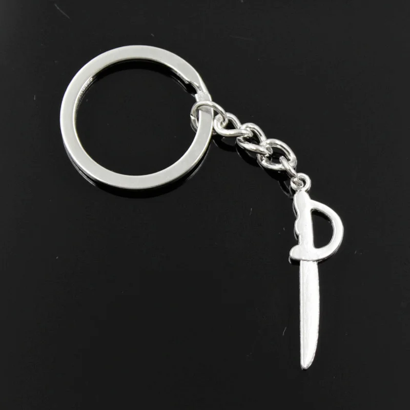 New Fashion Men 30mm Keychain DIY Metal Holder Chain Vintage Sword Fencing 39x10mm Silver Color Pendant Gift | Украшения и