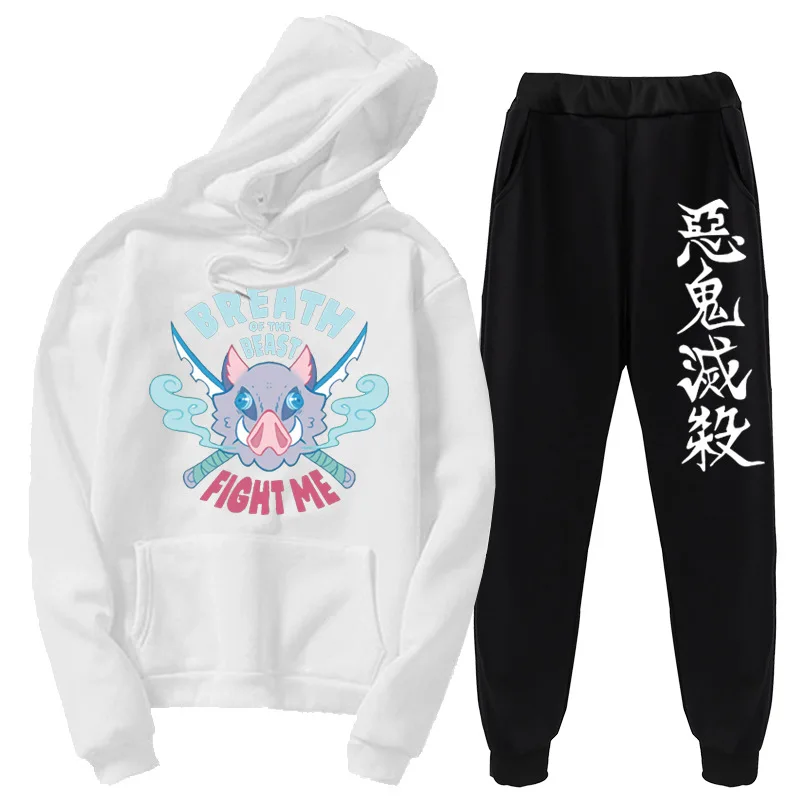 

Autumn and winter new street youth hoodie suit Demon killer sports suit 2-piece casual wear hoodie trousers