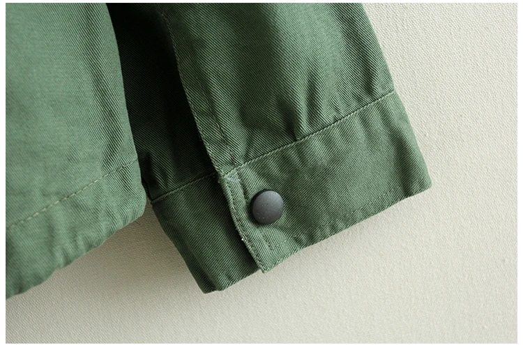 Anchor boats embroidery hooded zipper jacket female casual coat army green khaki