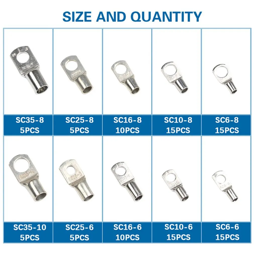 100 шт. SC Луженая медь наконечник кольцо провода разъемы для батареи голый кабель