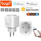 Умная розетка Tuya, Wi-Fi Разъем для Apple Homekit, светодиодное освещение для дома, европейская умная розетка, совместимая с Amazon AlexaGoogle Home