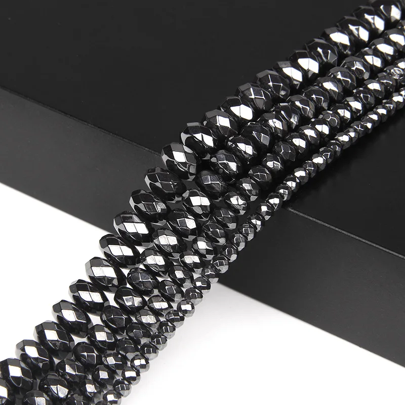 

Бусины Из Гематита и натурального камня, граненые бусины-разделители, черные круглые бусины из гематита, бусины россыпью для рукоделия, акс...