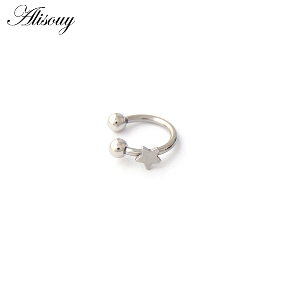 Silver Alisouy 1 шт. поддельная перегородка звезда из нержавеющей стали Нос кольцо серебро золото Кольца для носа для женщин перегородка пирсинг клип ювелирный подарок - Окраска металла: Silver