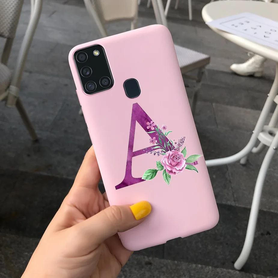 For Samsung Galaxy A21s Case Fashion Letters Phone Soft Phone Cover For Samsung A21s A217F 6.5'' Full Cover SM-A217F A 21 s Case