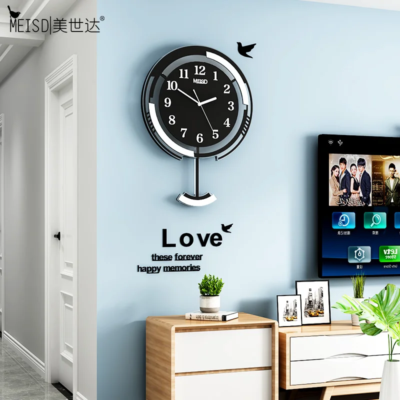 MEISD креативные настенные часы маятник современный дизайн подвесные черные