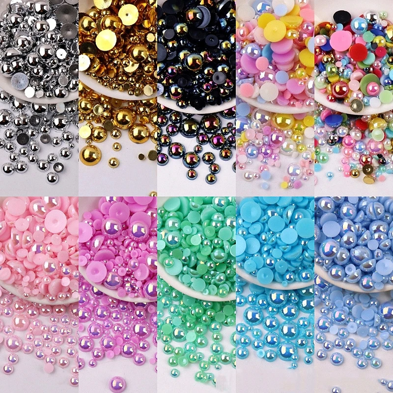 

240pcs/lot 3-10mm ABS Imitation Pearls Half Round Flatback Resin Pearl Beads For Clothing shoes Accessories Craft DIY Decoration