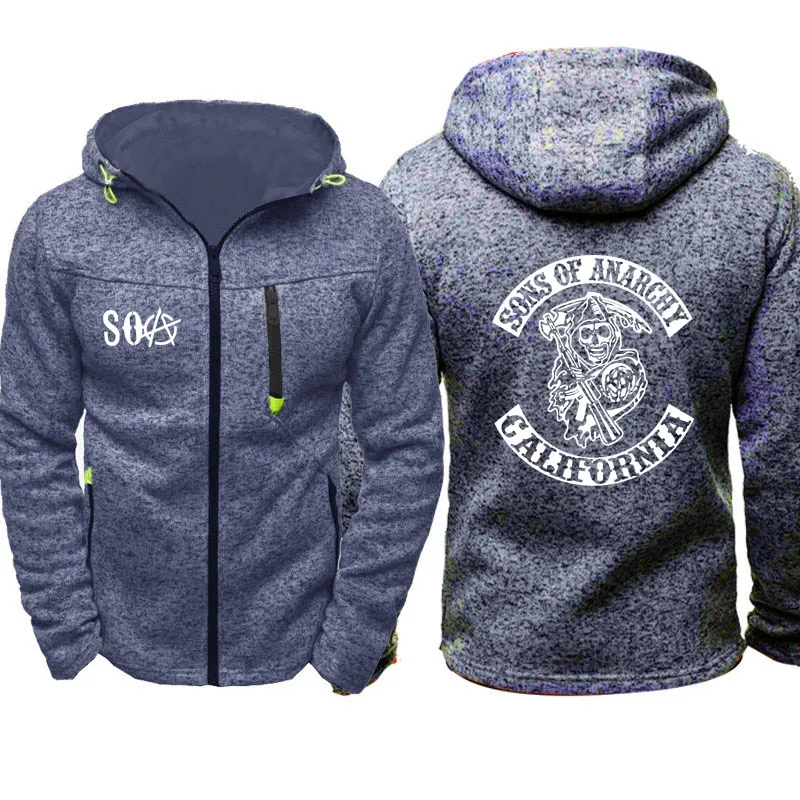 

SOA Sons of anarchy the child Fashion SAMCRO Men Sportswear Zipper Hoodies Skull Male Casual Sweatshirt Fleece HipHop Warm Hoody