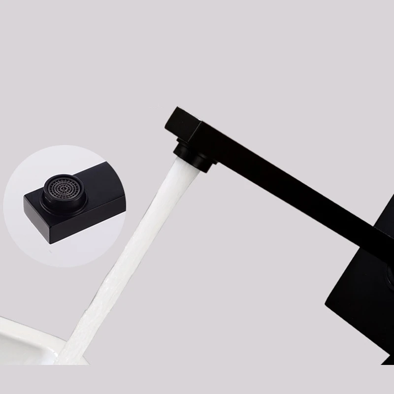 HTHL Роскошный Черный кран для ванной комнаты настенный раковины медный смеситель