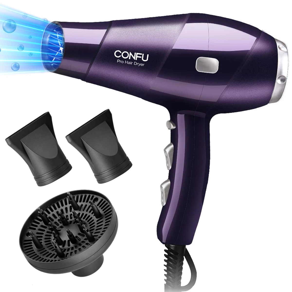 

Профессиональный фен для волос высокой мощности с отрицательными ионами, 2300 Вт, быстрая сушка, горячий/холодный воздух, парикмахерский инст...