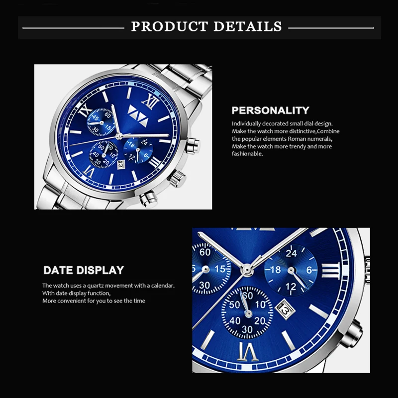 Часы наручные мужские с календарем деловые повседневные Модные Спортивные