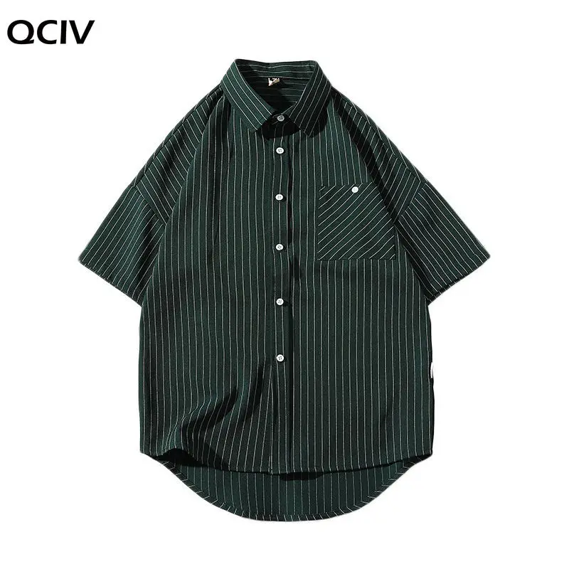 

Summer Striped Shirt Men's Fashion Society Men Dress Shirt Business Casual Shirts Mens Streetwear Loose Short Sleeve Shirt M-5XL