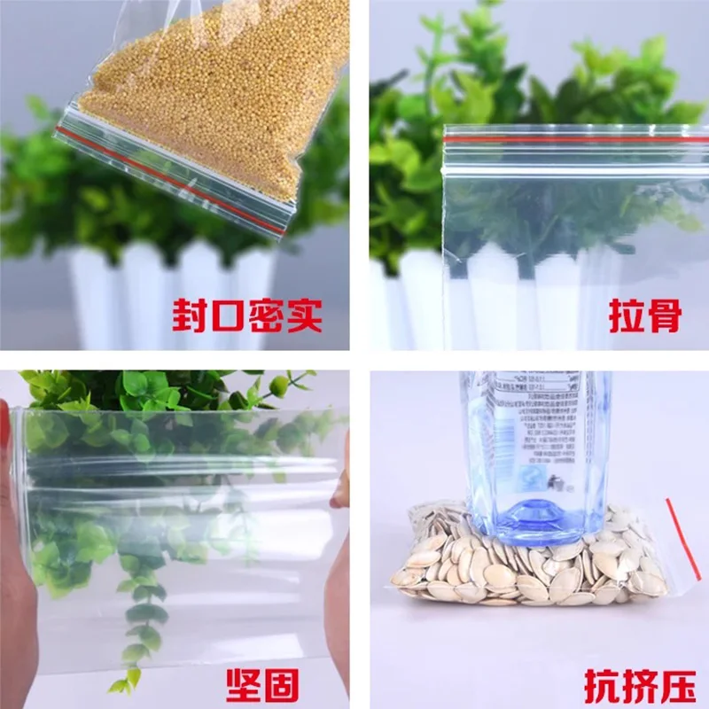 7 размеров 100 шт. прозрачные пластиковые пакеты с замком молнией 4x6 5x7 6x8 7x10 8x12 9x13 10x15