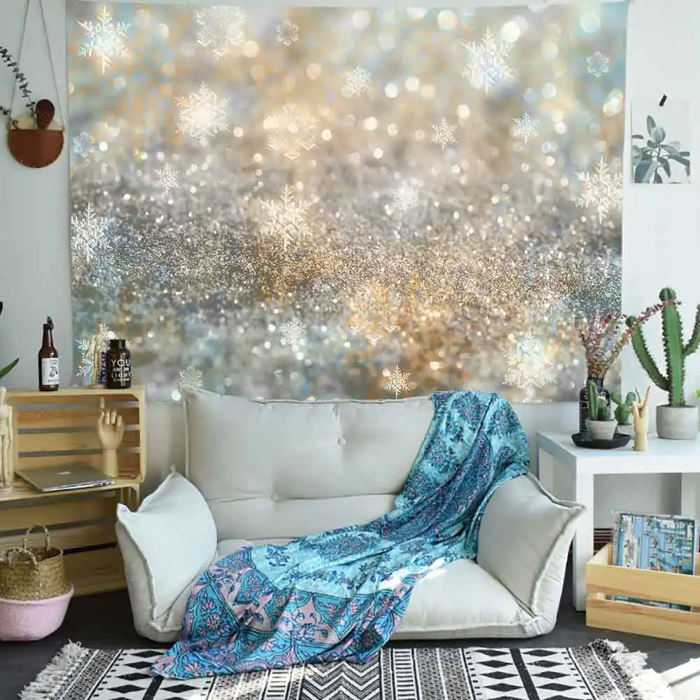Рождественский гобелен Simsant зимние снежинки снежный поезд искусство настенные