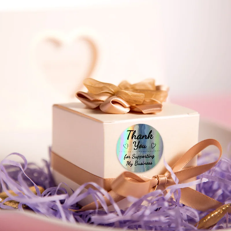

500Pcs Laser Thank You Handmade Sticker Round Stickers Label For Wedding Birthday Party Gifts Packing Decor Candy Bag Seal Label