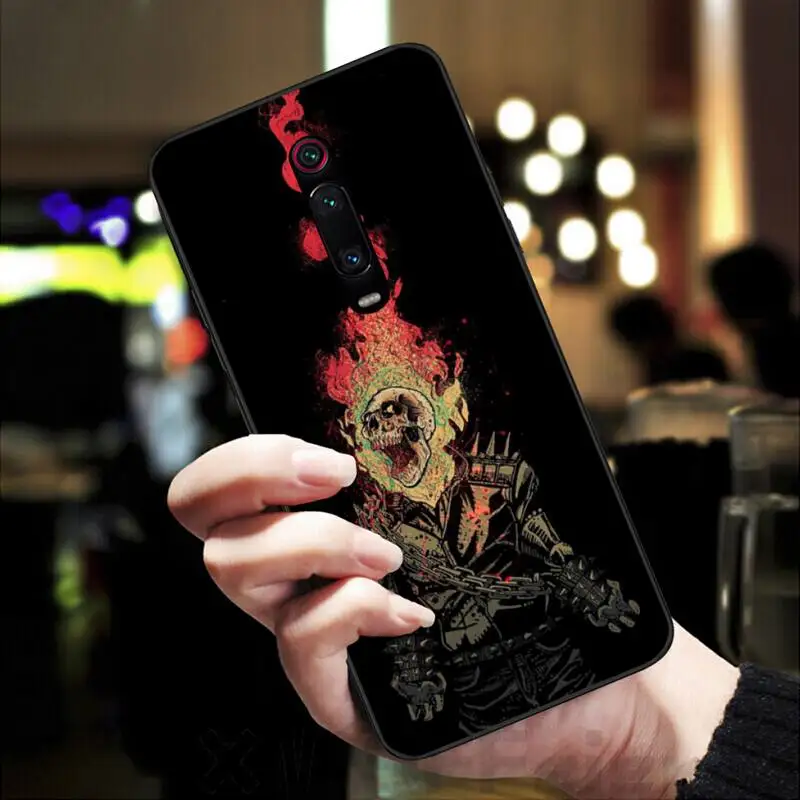 LJHYDFCNB панк Пламя Череп Обложка черный мягкий чехол для телефона Redmi K20 Note4 4X 5 5A 6 6PRO 7