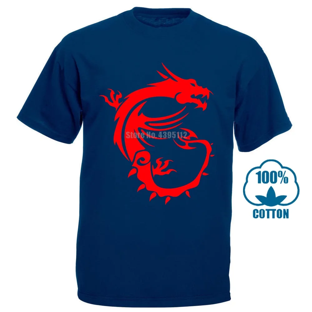 Тёмно-синий Черная футболка Msi Dragon Gaming Размер S 3Xl Мужская хлопковая футболка - Цвет: Тёмно-синий