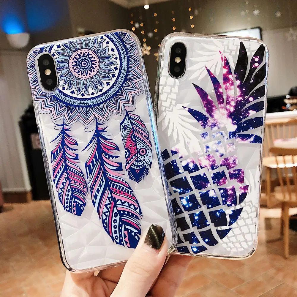 LAPOPNUT Silicone Pineapple Soft Clear Case for IPhone 11 Pro Xr X Xs Max 8 7 6S Plus 6 5 5S SE 2020 Fruit Slim Shockproof Cover |