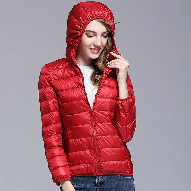 

2019 Womens Coats Jackets Winter Warm White Duck Down Filler Ultra Thin Light Spring Autumn Ladies Slim Parka Female Down Jacket