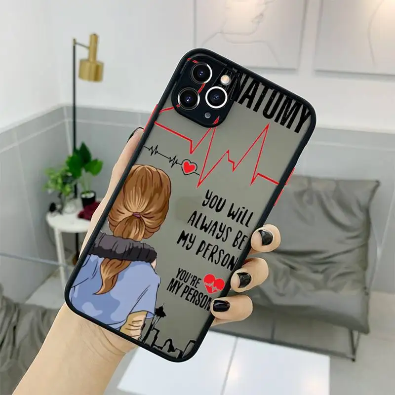 Матовый прозрачный серый чехол на заднюю панель с рисунком анатомии Greys You are my person