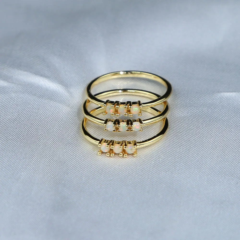 Золотой цвет прозрачный cz огненный опал тонкая лента для помолвки простые