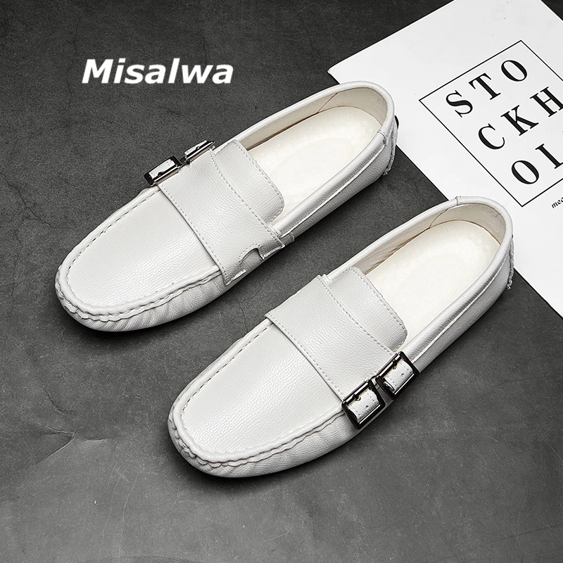 

Dropshipping Casual Mens Moccasins Misalwa White Men Flats Leisure Soft Comfortable Men Driving Loafers Summer