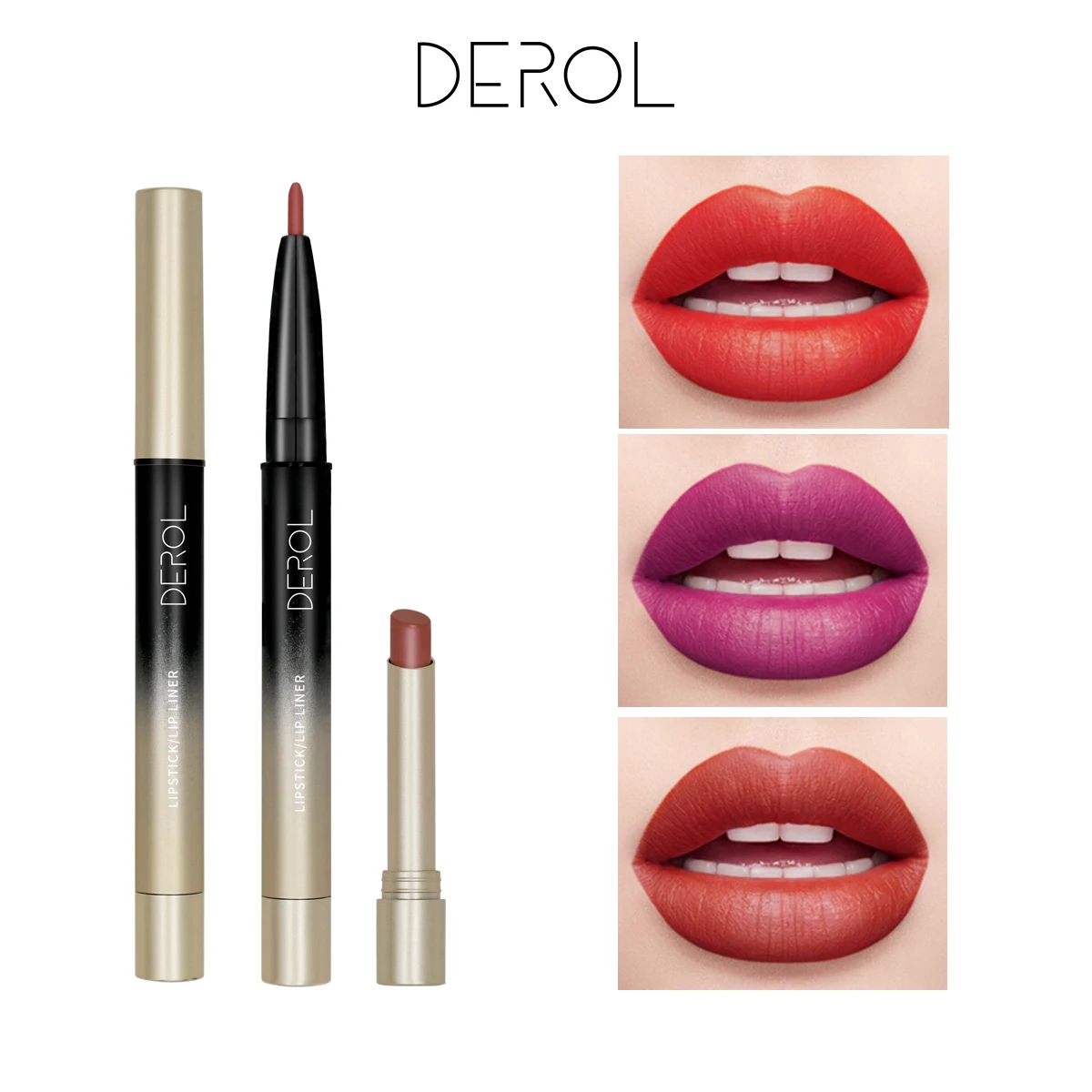

12 Colors 2 in 1 Lipstick Double Head Matte Lipstick Waterproof Lipliner Pen Long Lasting Lip Sticks Waterproof Non Stick Cup