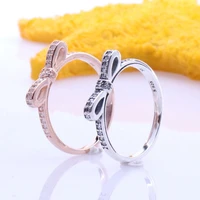 100 925 sterling silver pan ring creative bow ring gorgeous fashion bow ring for women wedding party gift fashion jewelry