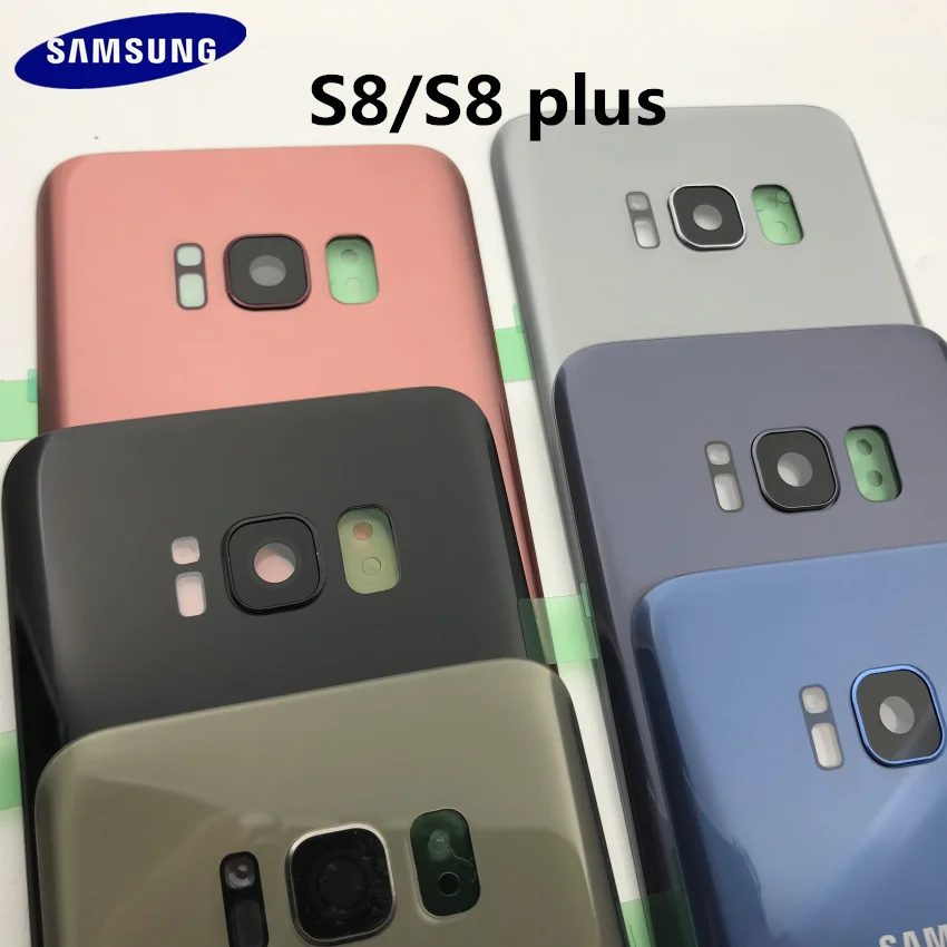Samsung Galaxy S8 G950 S8 plus G955 задняя крышка батарейного отсека Корпус+ Ушная камера стеклянная рамка объектива Запасные части для ремонта